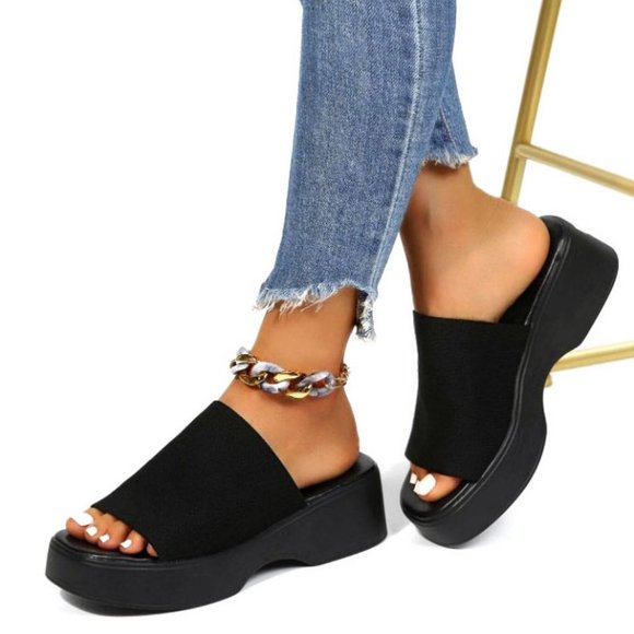 stretchy platform sandals